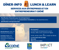 Lunch & Learn / Dîner-Info : Planification financière pour les entrepreneurs