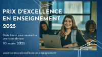 Date limite pour le Prix d'excellence en enseignement